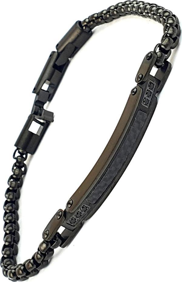 Siyah Rodajli 316L Anti Alerjik Cerrahi Çelik Tasarım Tarz Erkek Bileklik - Image 1