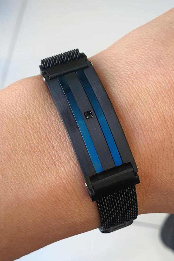 Sıyah Rodajli 316L Çelik Ayarlanabilir Hasır Örgü Mıknatıslı Tarz Erkek Bileklik - Image 1