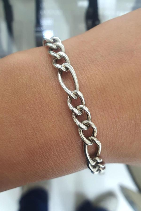 Bombeli 925Ayar Gümüş İtalyan Figaro Erkek Zincir Bileklik - Image 1