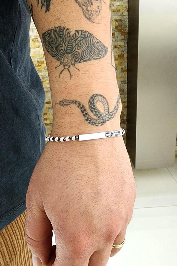 Zirkon Taşlı 925Ayar Gümüş Tasarım Erkek Bileklik - Image 1