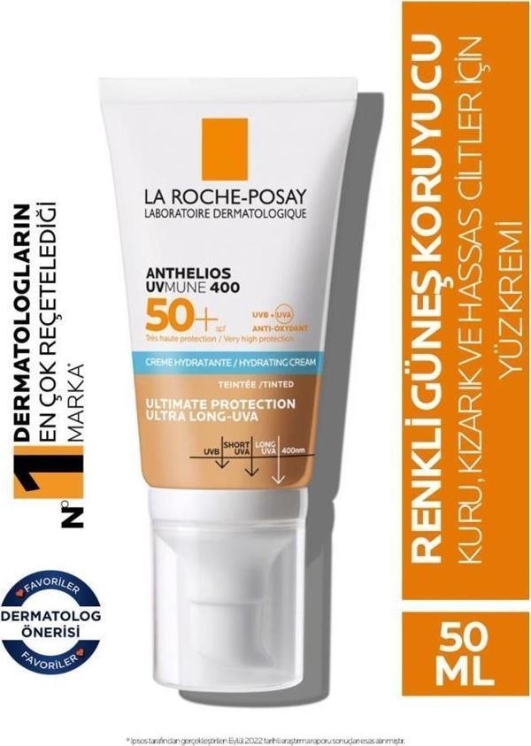 La Roche-Posay Anthelios Uvmune400 Spf50 Hydrating Güneş Kremi 50 Ml-TİNTED (Renkli)  - Image 1