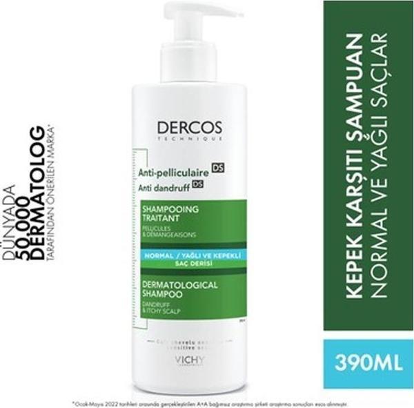 Vichy Dercos Kepek Şampuanı Normal ve Yağlı Saçlar 390 ML - Image 1