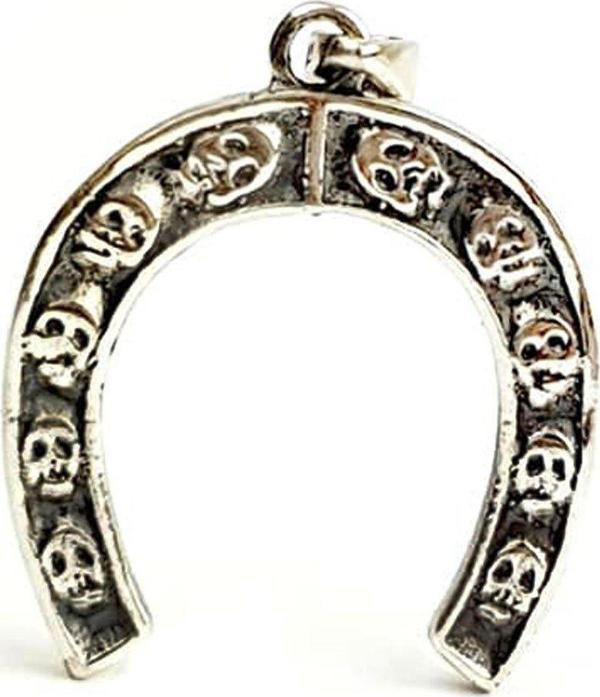 At Nalı Kuru Kafalı Gümüş Kolye Ucu - Image 1