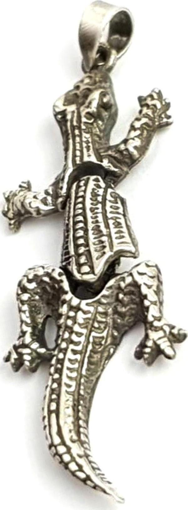 Kertenkele Figürlü Gümüş Kolye Ucu - Image 1