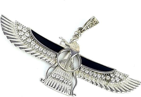 Mine İşçiliği Zirkon Taş Detaylı 925Ayar Gümüş Tasarım Kartal Kolye Ucu - Image 1