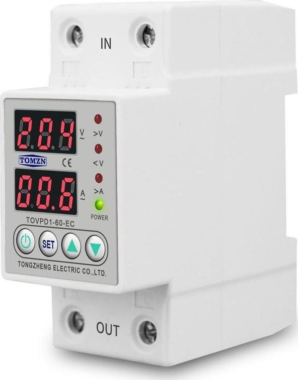 Tomzn Voltaj ve Akım Koruma Rölesi Yüksek Alçak Gerilim Akım Koruyucu 63A Elektrik Bekçisi - Image 1