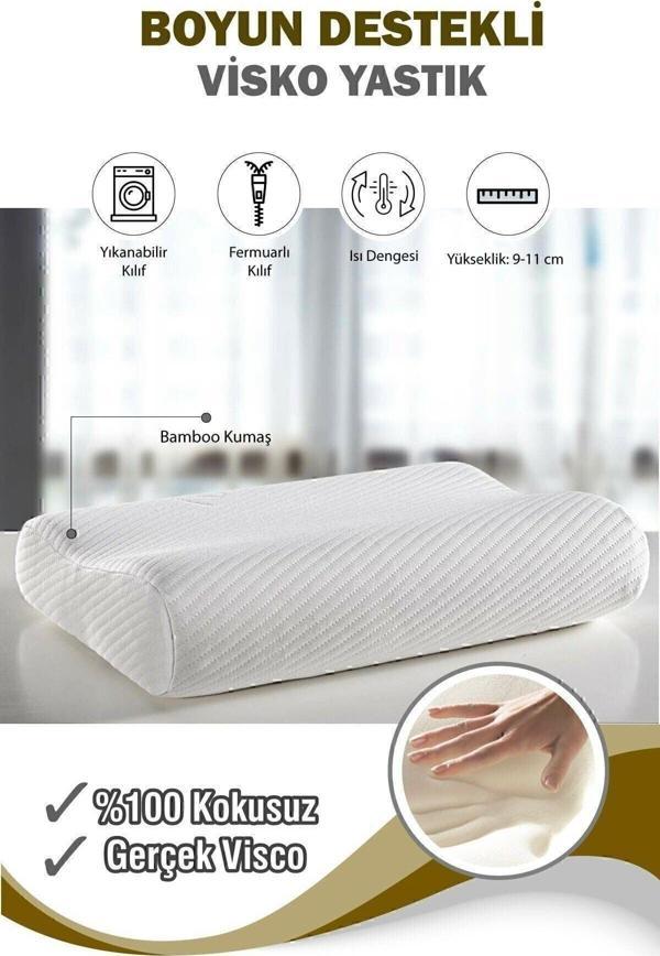 Ortopedik Visco Yastık Boyun Fıtığı Boyun Düzleşmesi Boyun Ağrısı Destekli Lüks Ortapedik Yastık - Image 1