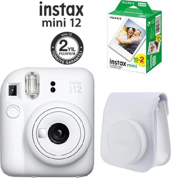 Instax Mini 12 Beyaz Fotoğraf Makinesi 20'li Film Ve Çantalı Seti 99 - Image 1