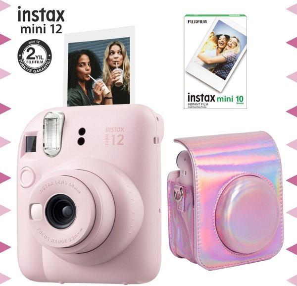 Fujifilm Instax Mini 12 Pembe Fotoğraf Makinesi-10'lu Film Ve Parlak Kılıf Seti - Image 1