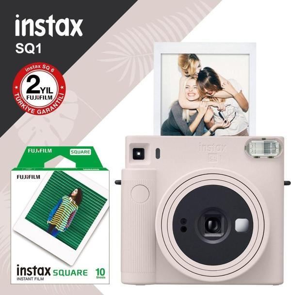 Instax Sq1 Beyaz Fotoğraf Makinesi Ve 10'lu Kare Film - Image 1