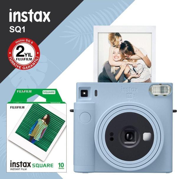Instax Sq1 Buz Mavi Fotoğraf Makinesi Ve 10'lu Kare Film - Image 1