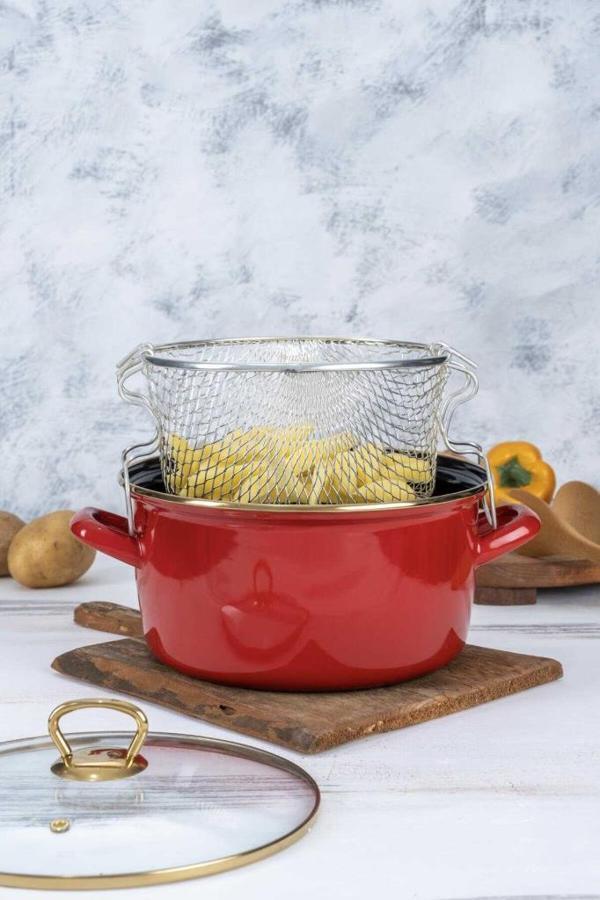 Acar Qualita Savor Serisi 22 cm Kızartma Tenceresi Kırmızı - Image 1