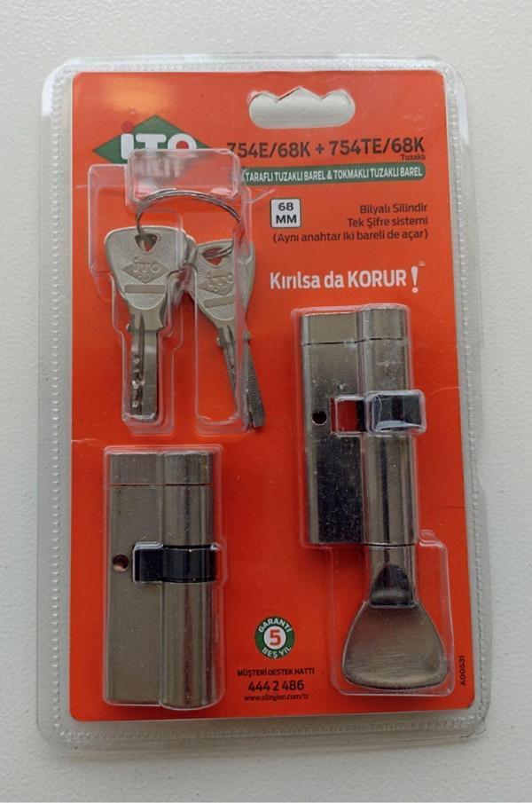 İto Tuzaklı İkiz Barel Birbirini Açar Set 68MM Çelik Kapı Kilidi - Image 1