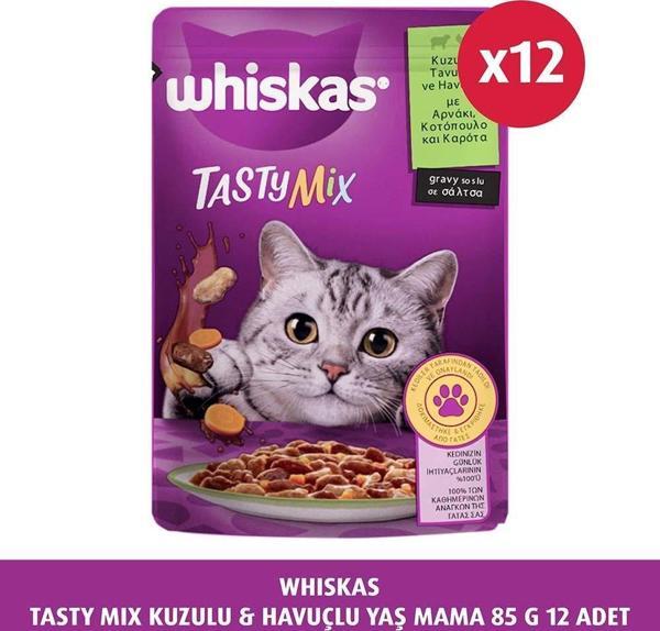 Whiskas Tasty Mix Kuzulu & Havuçlu Yaş Mama 85 G 12X - Image 1