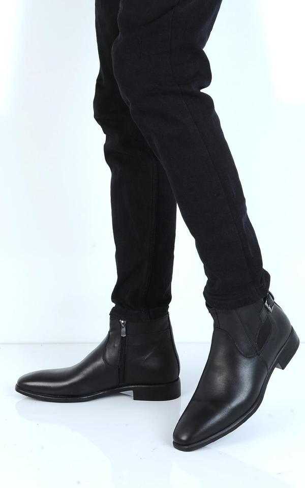 Crısso B426 Siyah Kauçuk %100 Deri Erkek Bot Ayakkabı - Image 1