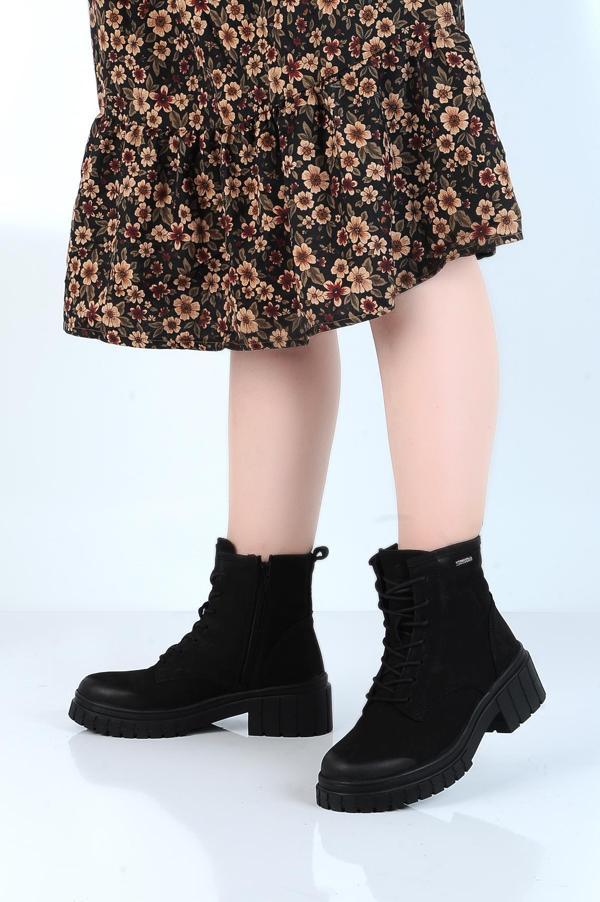 Hammer Jack 102 20832-Z Argun Siyah Deri Kadın Düz Bot - Image 1