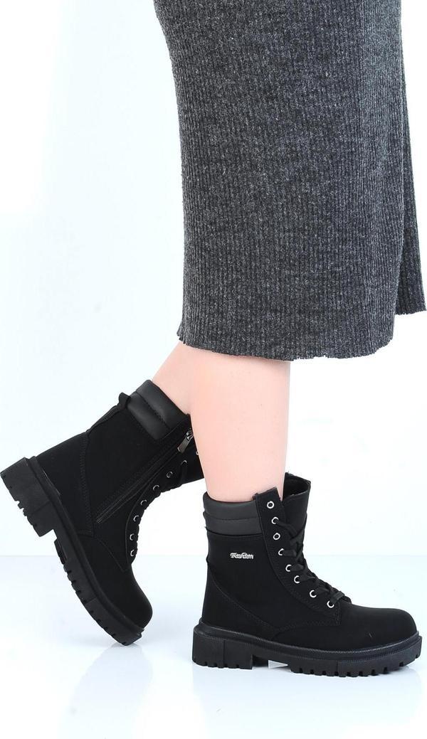 Twingo 7200 Siyah Zümrüt Kürklü Kadın Düz Bot - Image 1