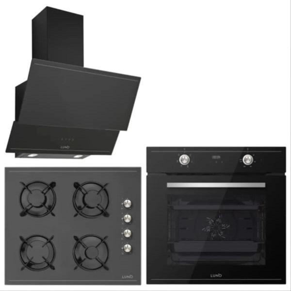 Silverline Luno Trio Siyah Cam Ankastre Set 3420 - CS5335B01 - BO6502B01 - Image 1