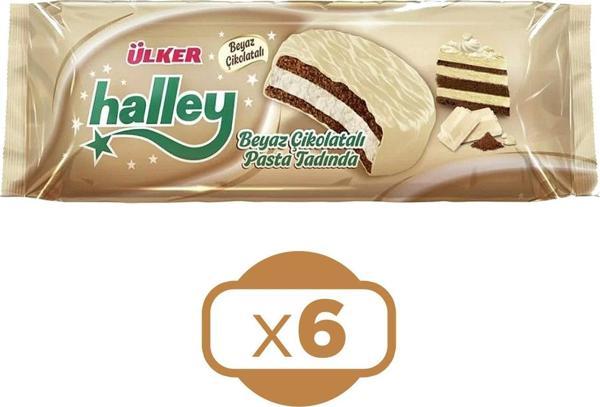 Ülker Halley Beyaz Çikolata Kaplamalı Sandviç Bisküvi 210g x 6 Adet - Image 1