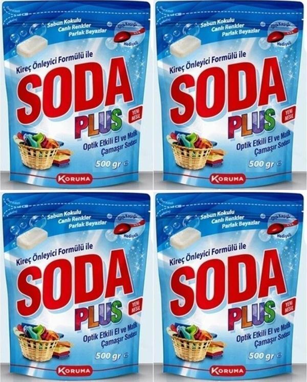 Soda Plus Optik Etkili El Ve Matik Çamaşır Sodası 500 Gr 4 Adet - Image 1