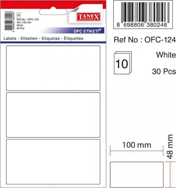 Tanex Beyaz Etiket Ölçü : 100×48 Mm Ofc-124 - Image 1