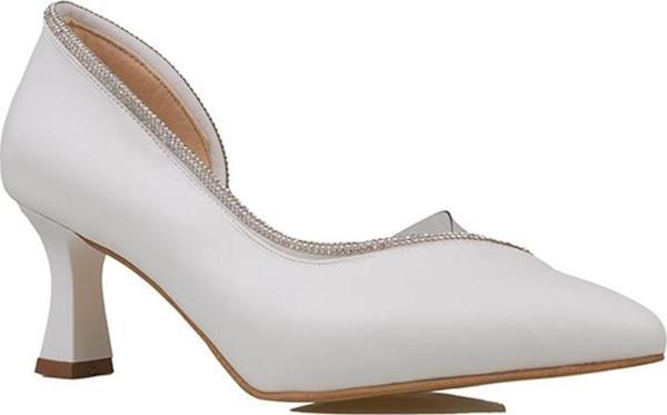 Trend Adımlar Beyaz Taş İşlemeli Şeffaf Yanlı Kadın Klasik Ayakkabı - Image 1