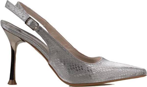 Trend Adımlar Gümüş Elegance Satin Kadın Parlak Saten Klasik Ayakkabı - Image 1