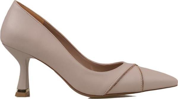 Trend Adımlar Krem Çapraz Taş İşlemeli Kadın Klasik Ayakkabı - Image 1