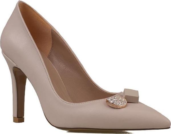 Trend Adımlar Krem Elegansia Kadın İnce Topuklu Klasik Ayakkabı - Image 1