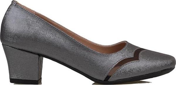 Trend Adımlar Gümüş Özel Üretim Kesik Burun Kadın Klasik Ayakkabı - Image 1