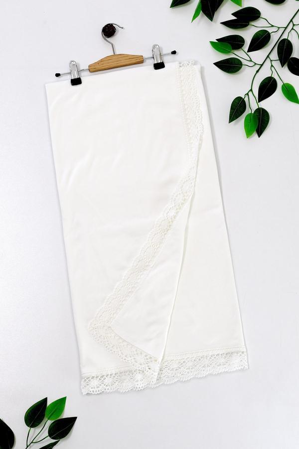 Kız Bebek Çift Katlı Natural Dantelli Lüks Penye Battaniye STL6698 - Image 1