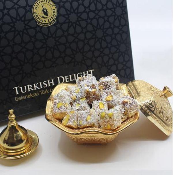 Altıncezve Orhan Efendi Çifte Kavrulmuş Antep Fıstıklı Hindistan Cevizli Lokum 200 G - Image 1