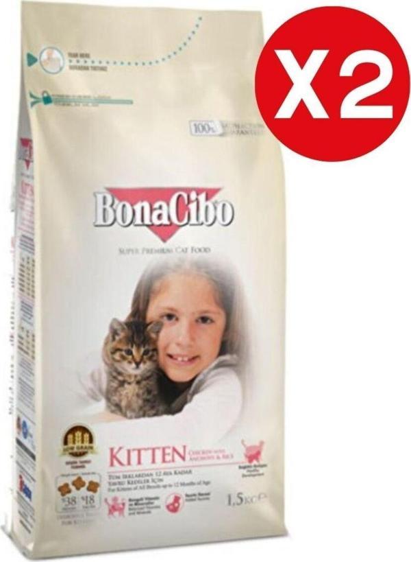 Bonacibo Kitten Tavuklu Yavru Kedi Maması 1,5 Kg X 2 Adet - Image 1