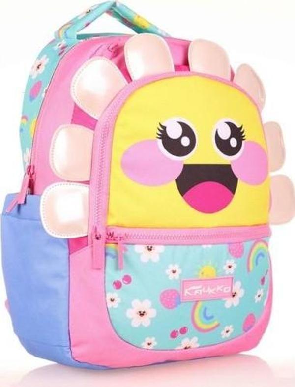 Kaukko Kız Çocuk İlkokul Sırt Çantası - Sarı Pembe Sevimli Papatya - Image 1