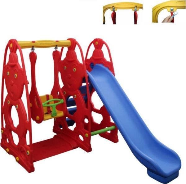 King Kids Sevimli Teddy Kaydıraklı Salıncak Set A - Image 1