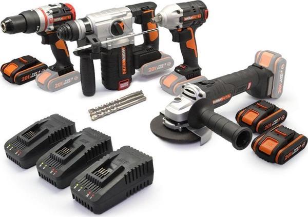 Worx WXKS5 WX354.9 + WX272.9 + WX380.9 + WX812.9 + WA3601 20V/2Ah Pro Kombo Set - Image 1