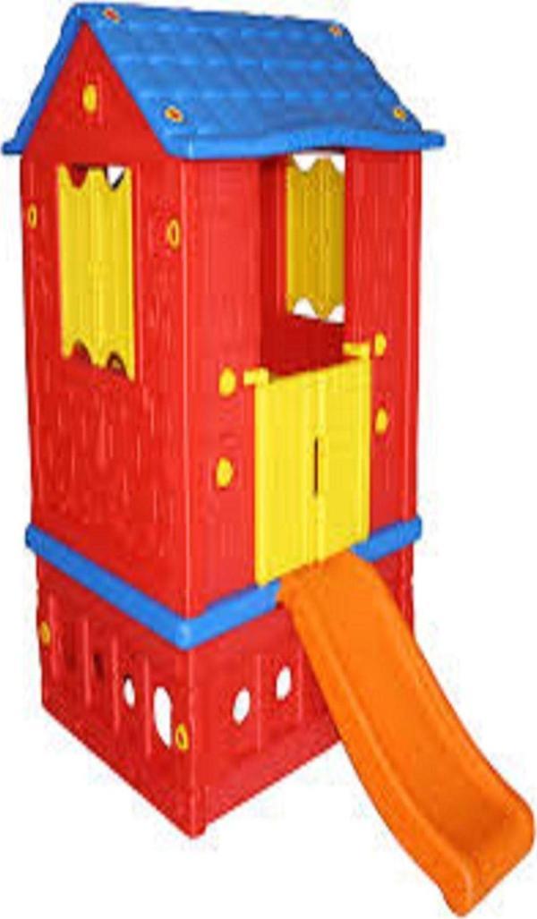 King Kids Kırmızı Mavi İki Kapılı Kaydıraklı Ev - Image 1