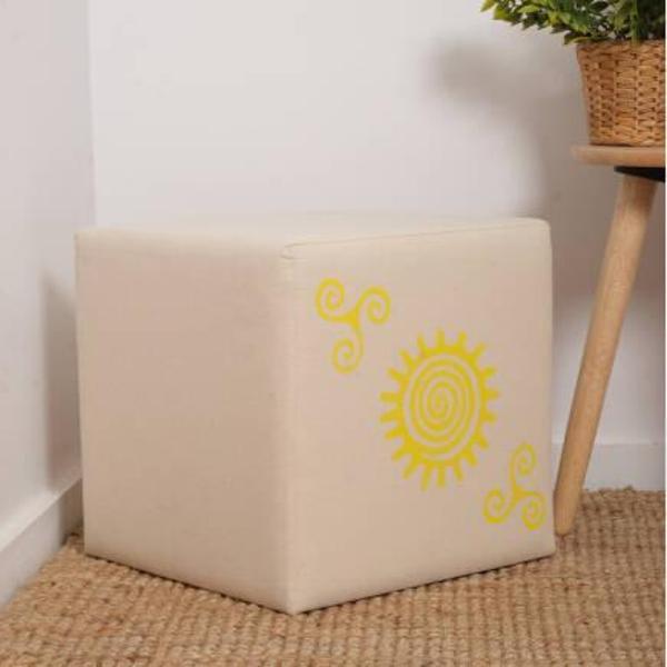 Sunny Puf-Sarı Baskılı 40x40x40 cm - Image 1
