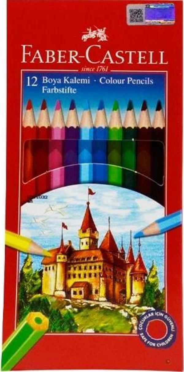 Faber-Castell Karton Kutu Tam Boy 12'li Kuru Boya Seti - Image 1
