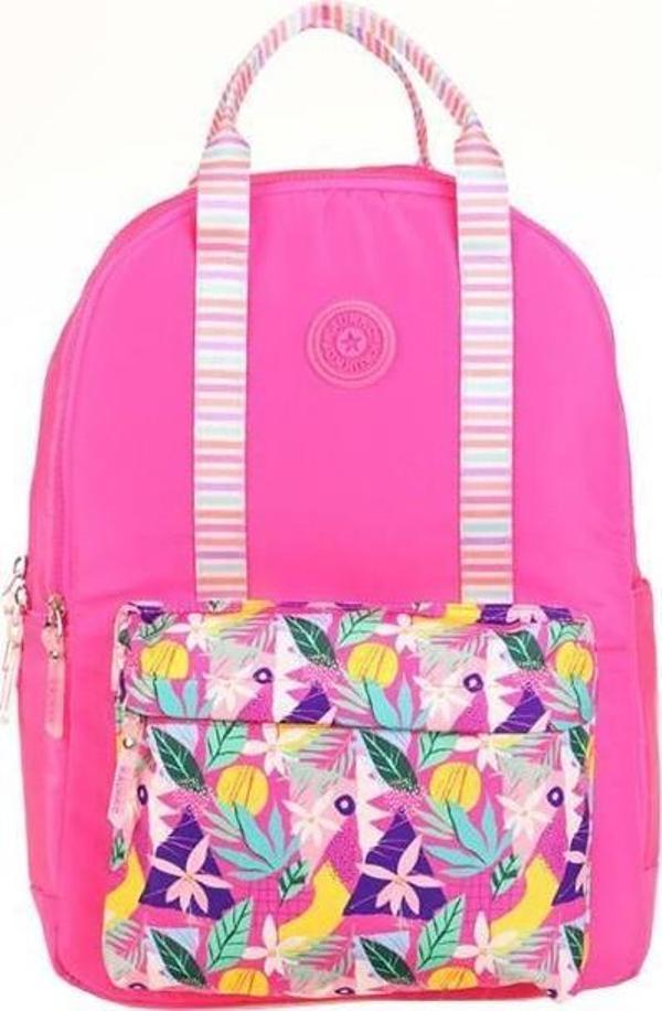 Kaukko Double Stripe Sırt Çantası Pembe Okul Sırt Çantası - Image 1