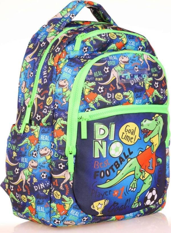 Kaukko Kids Yeşil Mavi Dinazor Erkek Çocuk Okul Sırt Çantası - Image 1