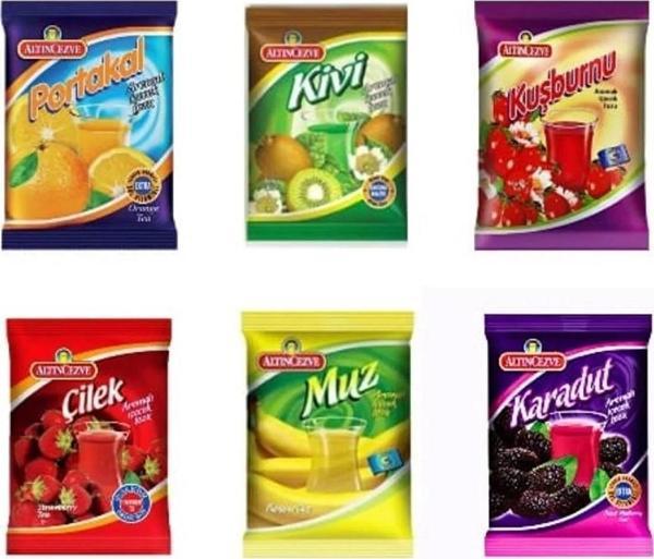Altıncezve 6 lı Paket (Portakal-Kivi-Kuşburnu-Çilek-Muz-Karadut) 250 Gr Içecek Tozu - Image 1