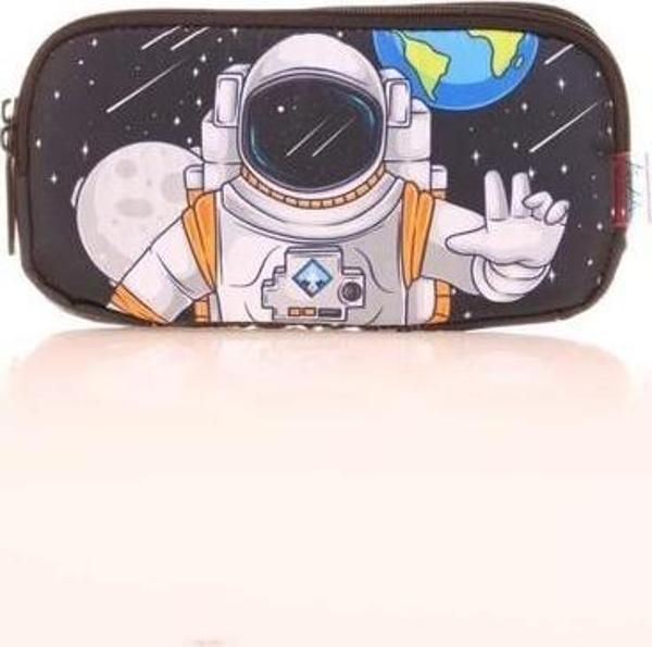 Kaukko Kids 3 Bölmeli Kalem Çantası Toys Astronaut Siyah L8174 - Image 1