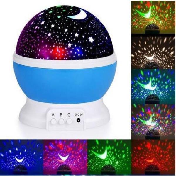 LED Projeksiyon Gece Lambası Dönen Ay Yıldız  Led Mavi - Image 1