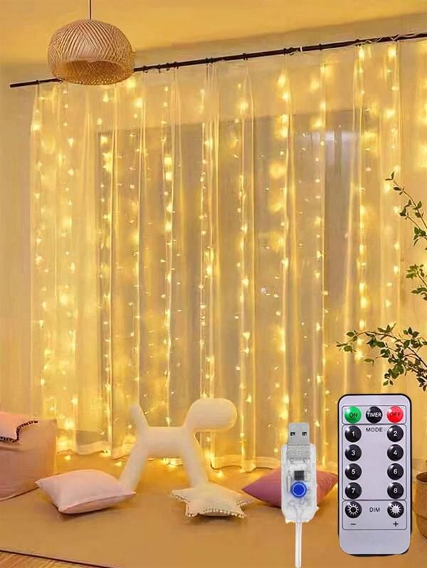 Perde Led 10 Sarkıtlı USB li  3 Metre Kumandalı 8 Modlu (3 mt X 3 mt ) Peri Led - Image 1