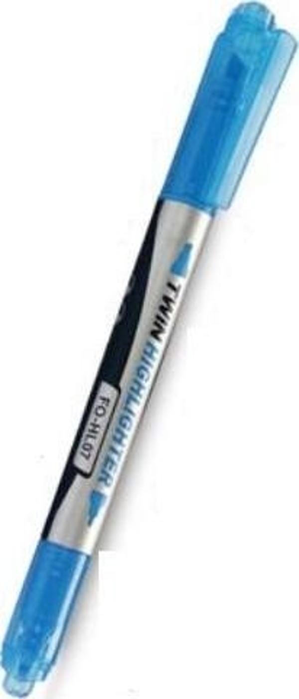 Flexoffice Fosforlu Kalem (İşaret Kalemi) Çift Taraflı Mavi Mürekkep Fo-Hl07 (12 Li Paket) - Image 1