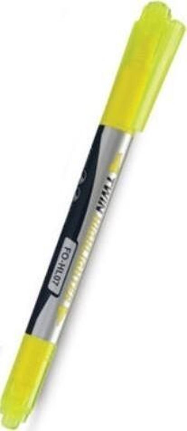 Flexoffice Fosforlu Kalem (İşaret Kalemi) Çift Taraflı Sarı Mürekkep Fo-Hl07 (12 Li Paket) - Image 1