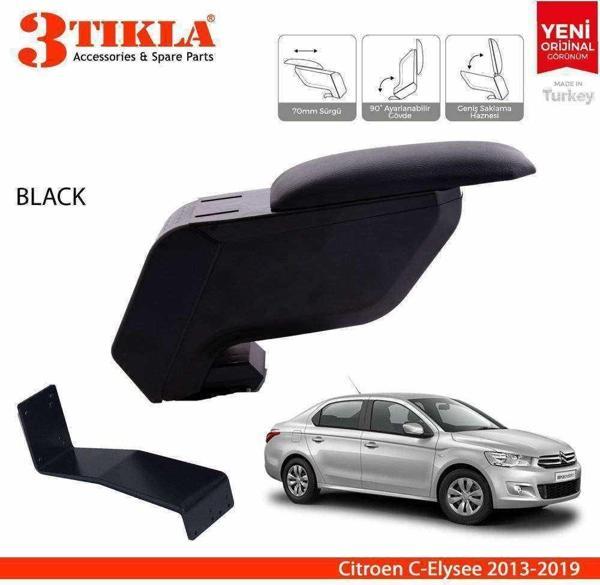3 Tıkla Citroen C-Elysee Delmesiz Çelik Ayaklı Siyah Kolçak Kol Dayama - Image 1