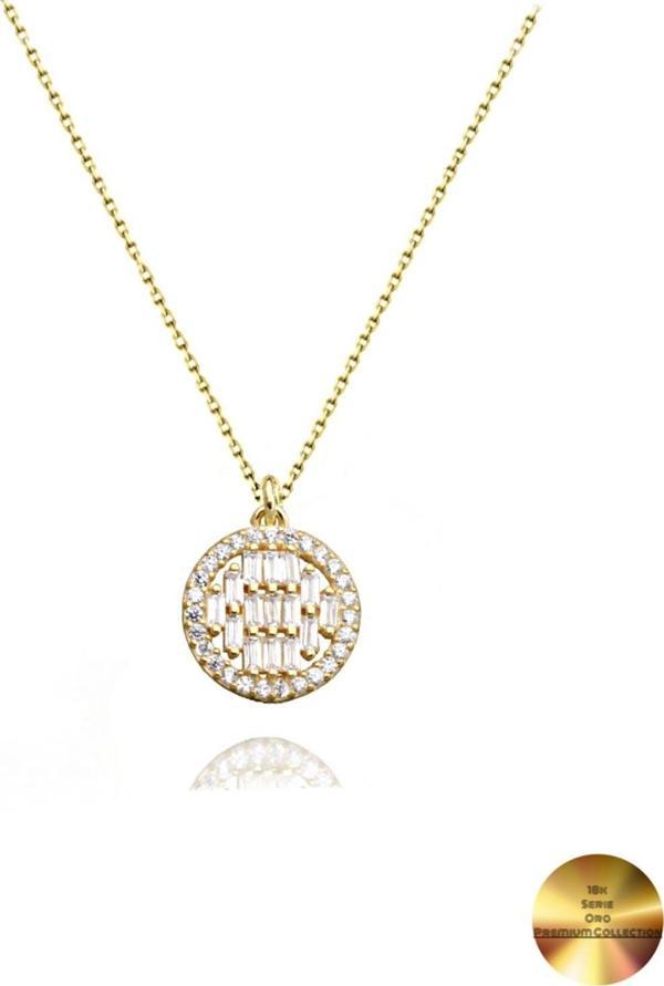 18k Serie Oro Baget Taşlı Minimal Kadın Gümüş Kolye - Image 1