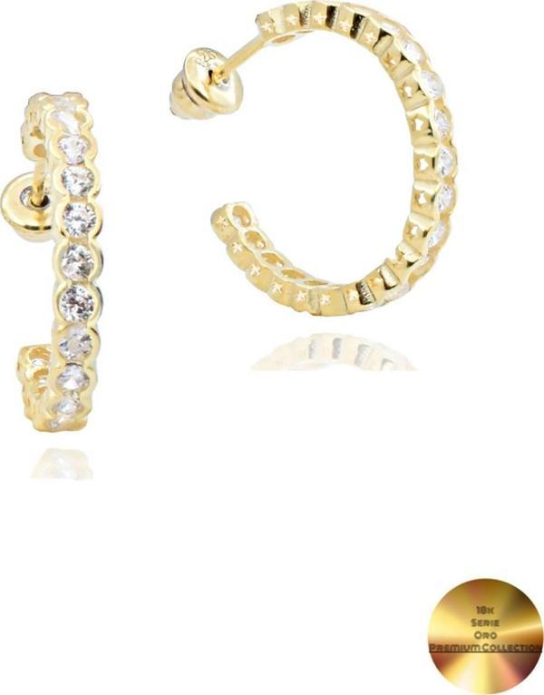 18k Serie Oro Gösterişli Tamtur Halka Kadın Gümüş Küpe 23 MM - Image 1